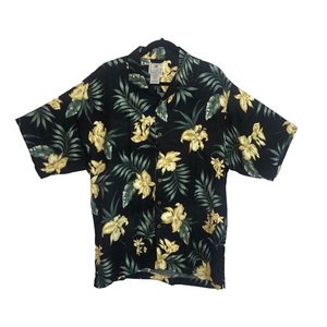 LUAU‎ Button Up Men Large Shirt Tropical Hawaiian Floral Short Sleeve Sea Cruise